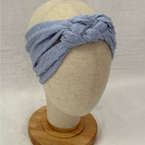 Light Blue Swiss Dot Sailor Knot Headband, Handmade & New Without Tag - Picture 8 of 9